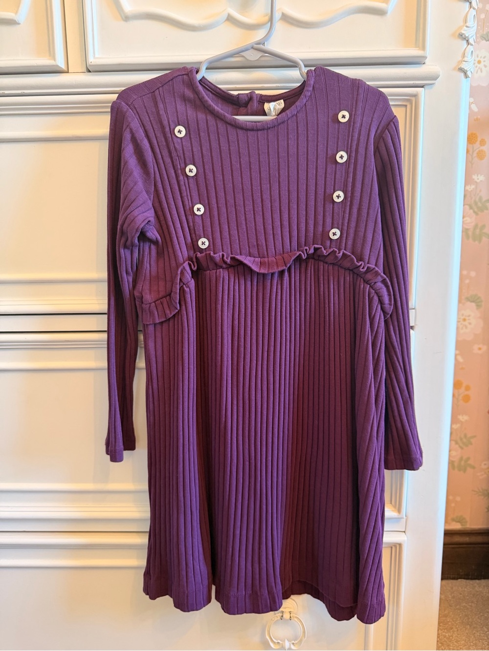 Kate Quinn Girls Purple Wide Rib Dress